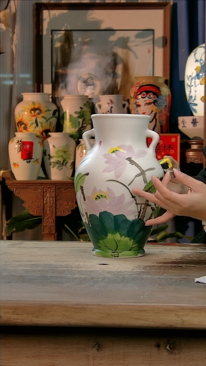 【闪购商品】瓷片景德镇纯手工釉下彩精品花瓶