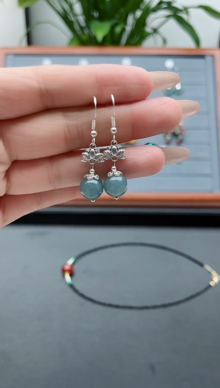 【闪购商品】玛瑙/玉髓耳饰银S925镶嵌01