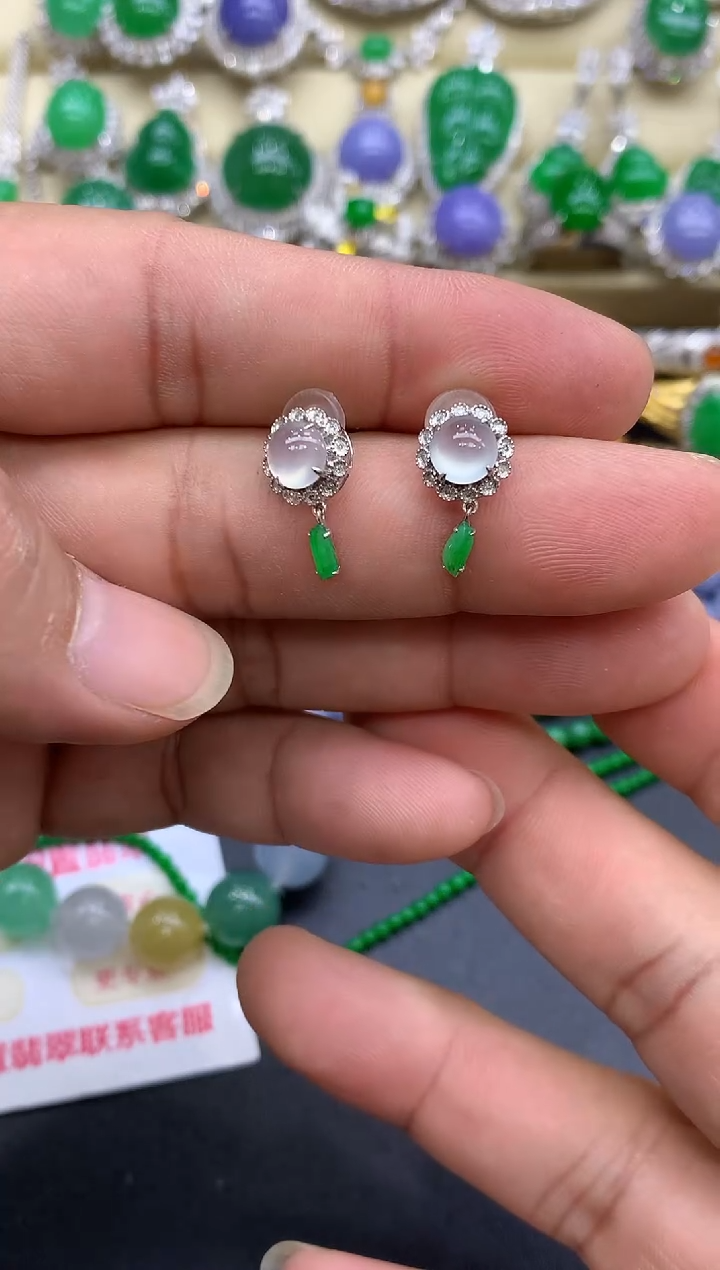 18K金镶嵌翡翠耳饰127-中国好珍宝