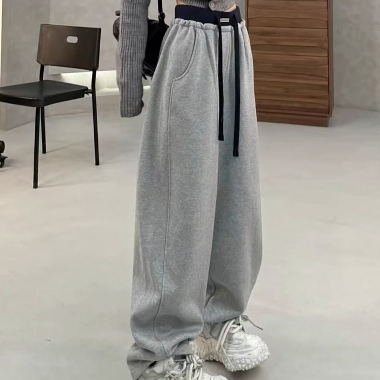 0795 抽绳卫裤子女冬季新款休闲慵懒风高腰显瘦a1 B4