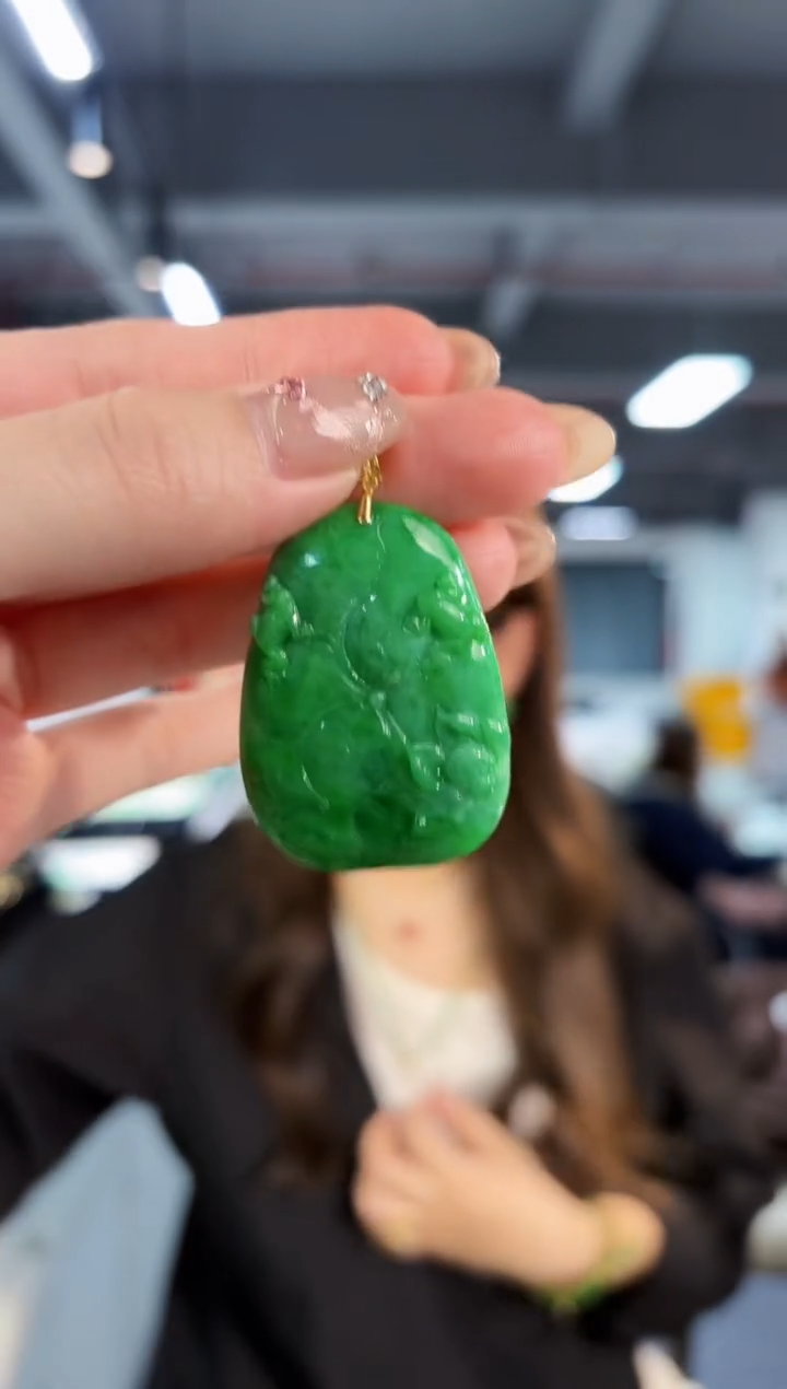 【闪购商品】翡翠颈饰18K金镶嵌缅料A货/支持复检/一件