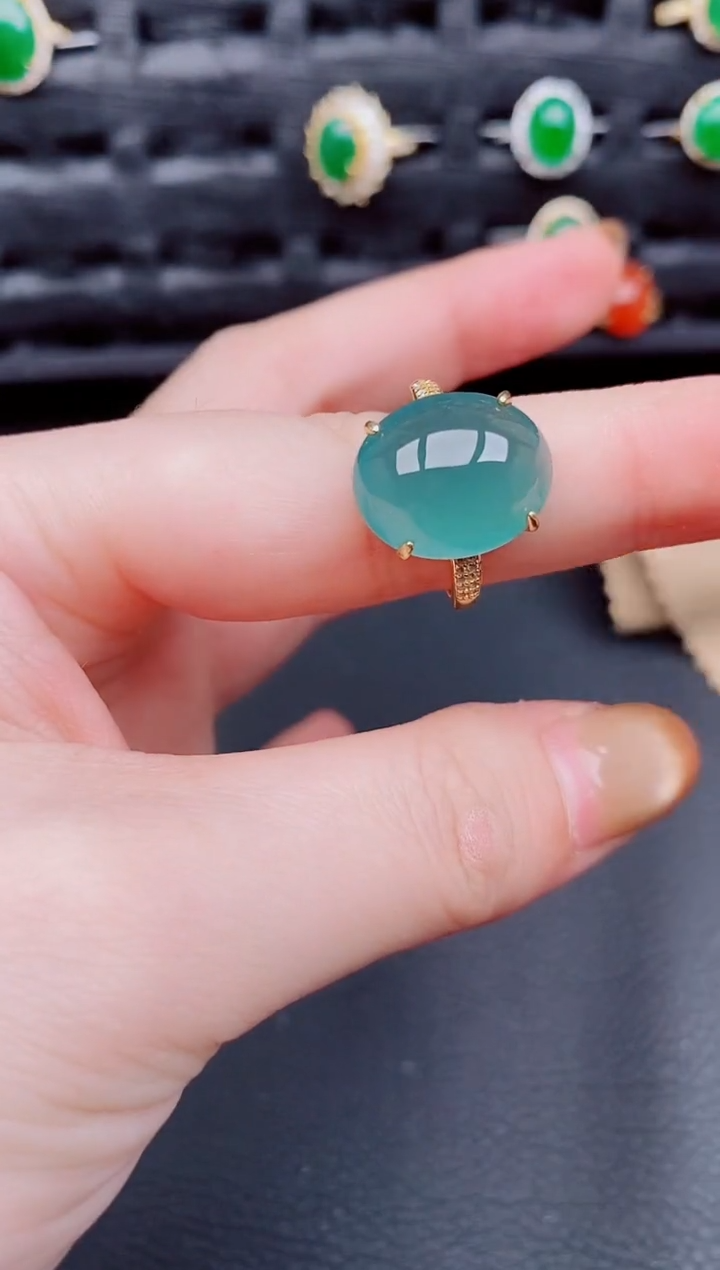 【闪购商品】翡翠戒指银S925镶嵌天然a货翡翠322