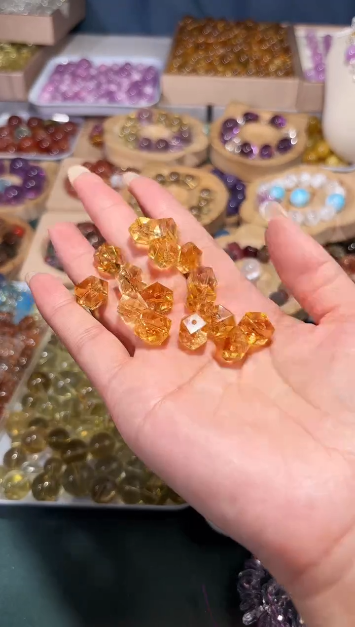 未镶嵌手串水晶R65黄水晶八角宽约卡9+单颗