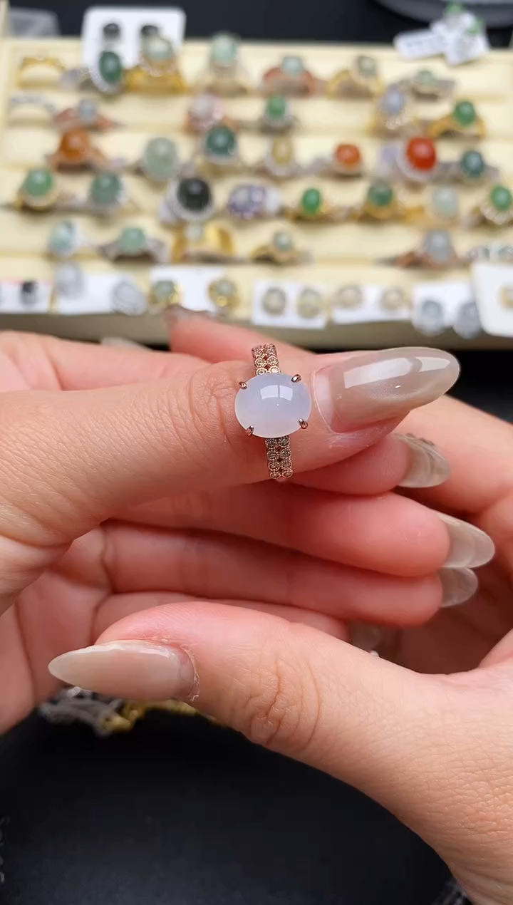 【闪购商品】翡翠戒指银S925镶嵌55555555+10