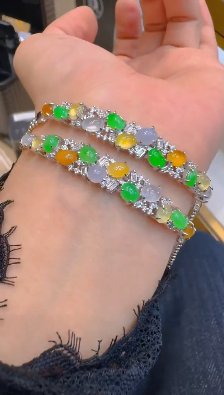 银S925镶嵌手链翡翠多样性团购发一件