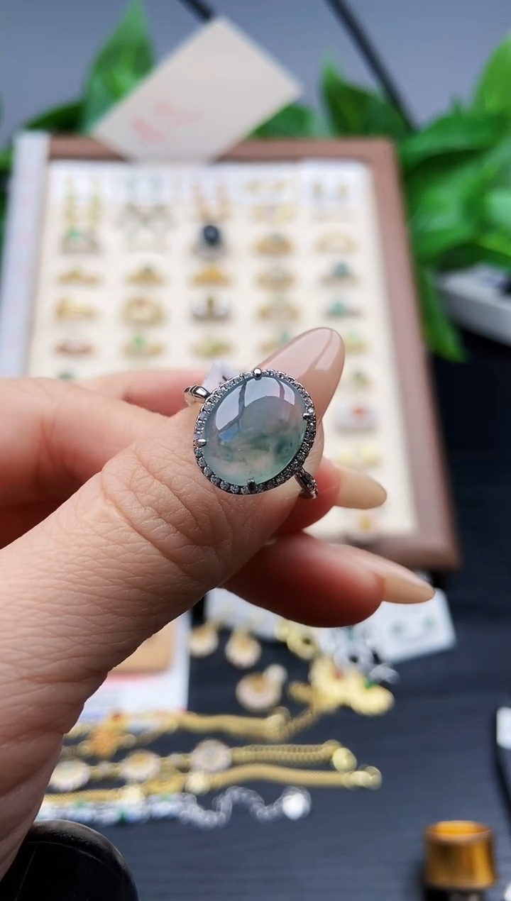 银S925镶嵌戒指翡翠12