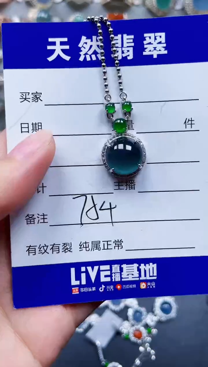 颈饰银S925镶嵌翡翠754