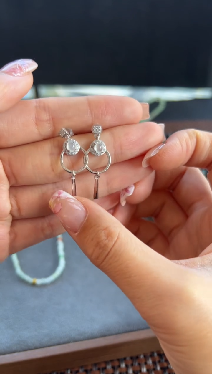 【闪购商品】翡翠耳饰银S925镶嵌304买断