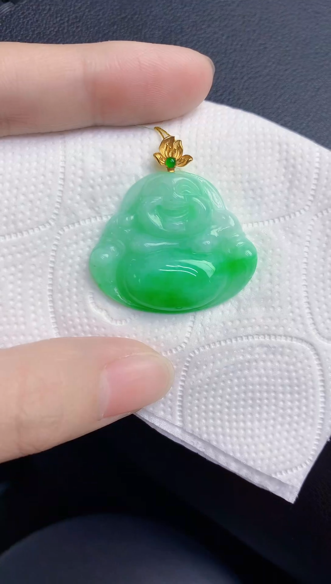 颈饰18K金镶嵌翡翠天然翡翠缅甸A货