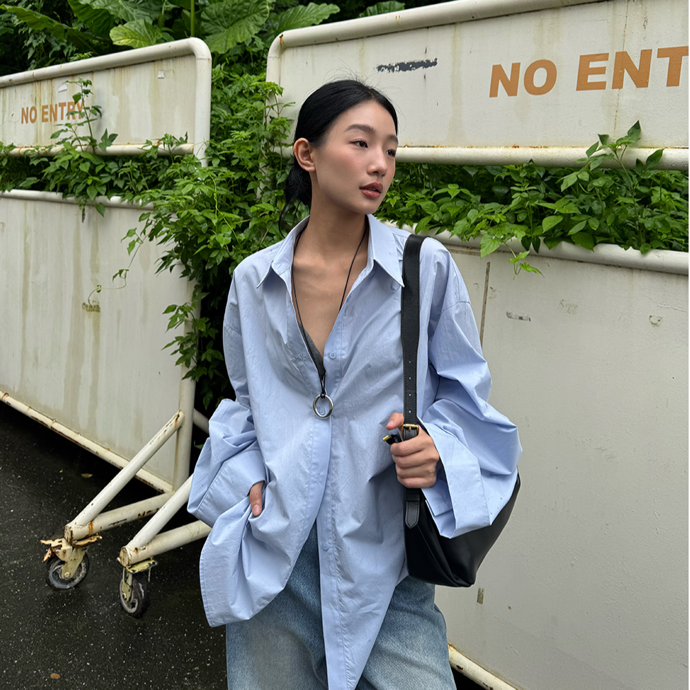 逸语IN choose u笑笑家2025秋季极简宽松衬衫休闲风气质衬衣83013