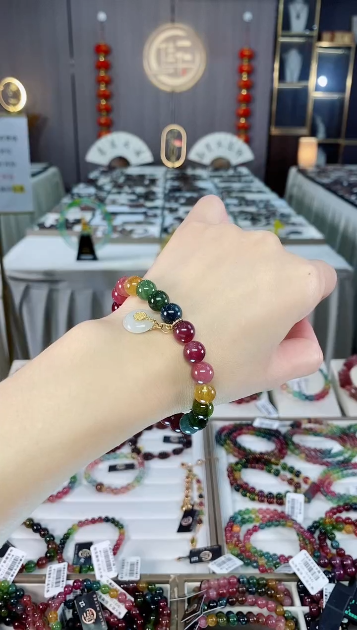 老矿碧玺单圈手串8mm+未镶嵌碧玺hon多样性发货一条