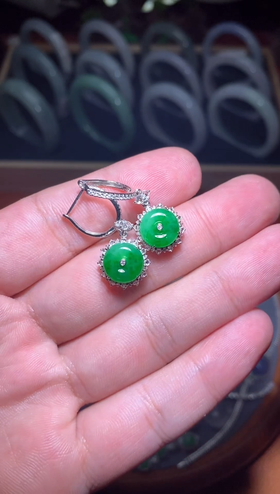 【闪购商品】翡翠耳饰18K金镶嵌/01耳包