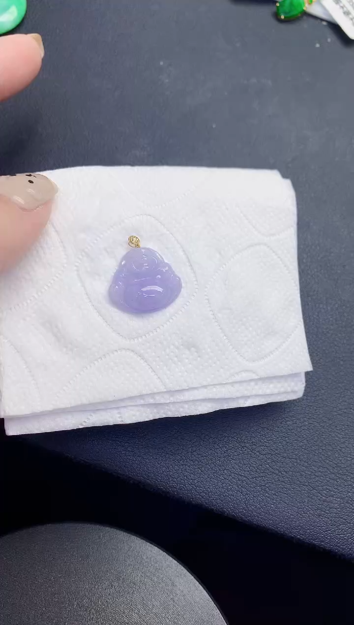 颈饰18K金镶嵌翡翠缅甸天然翡翠A货