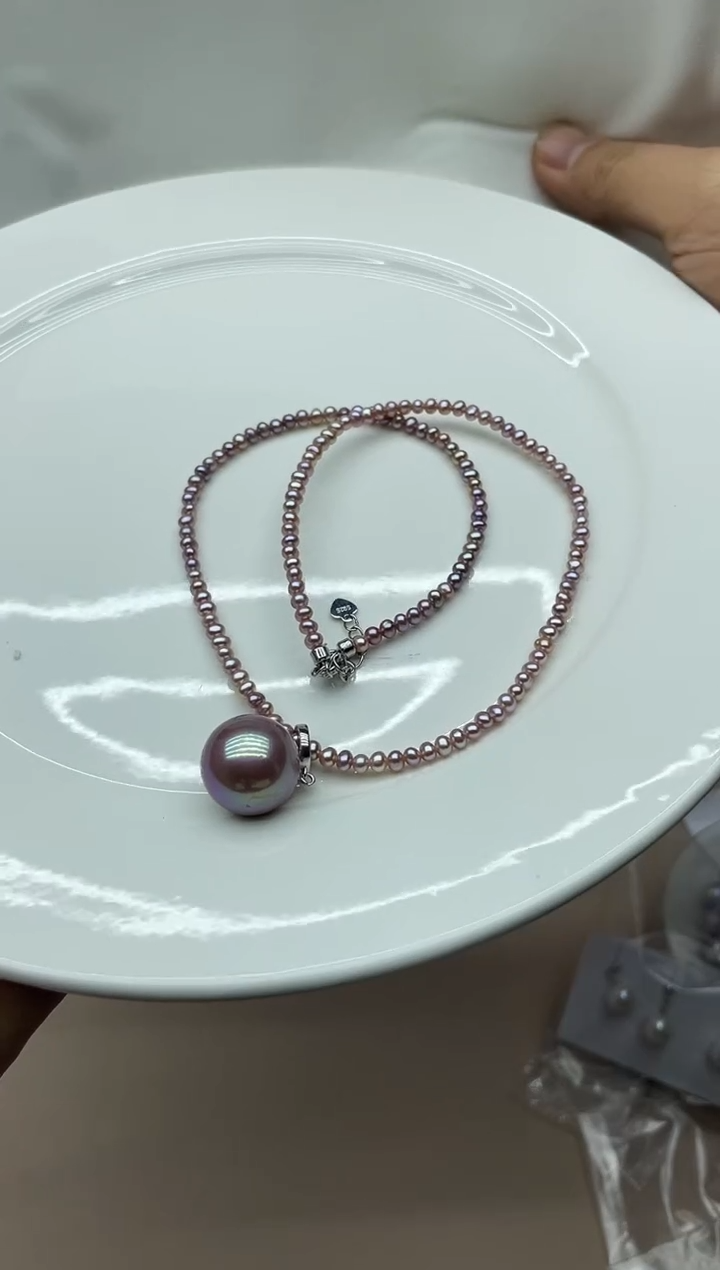 【闪购商品】淡水珍珠项链银S925镶嵌项链