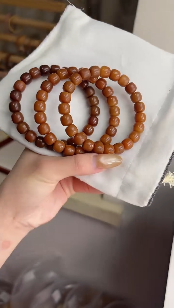 手串菩提根/象牙果沐k44鬼工老料稀有色干磨桶珠9*10mm手串随机