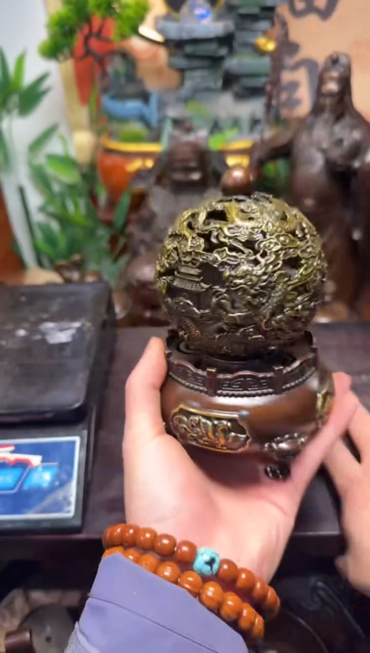潼潼古铜只卖真铜！（时来运转九龙镂空转运炉）