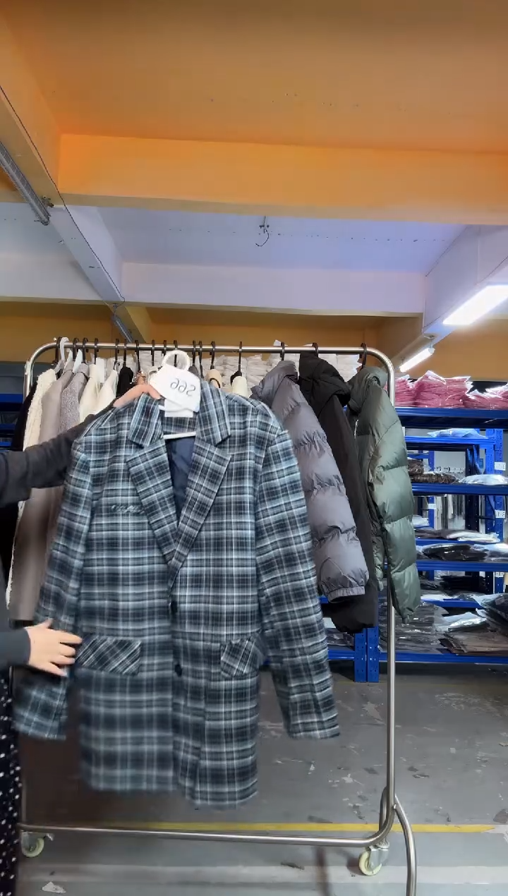 S66蓝色格子西装均码