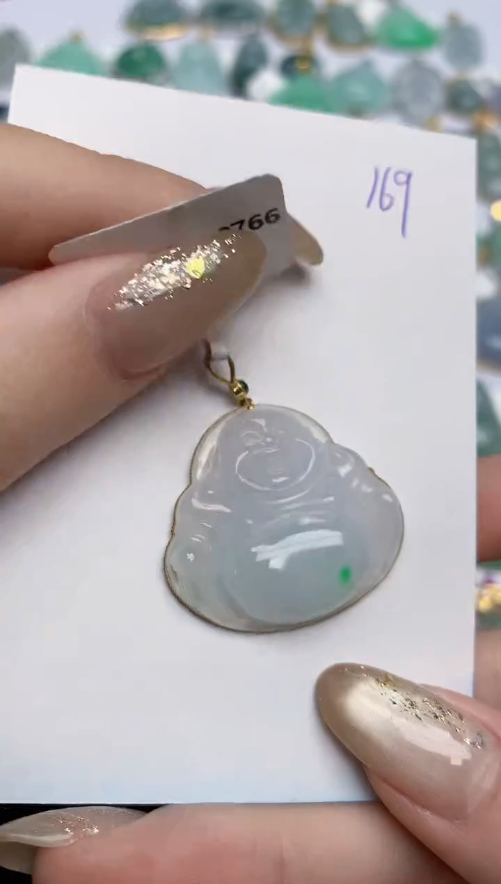 【闪购商品】翡翠颈饰18K金镶嵌天然缅甸翡翠A货