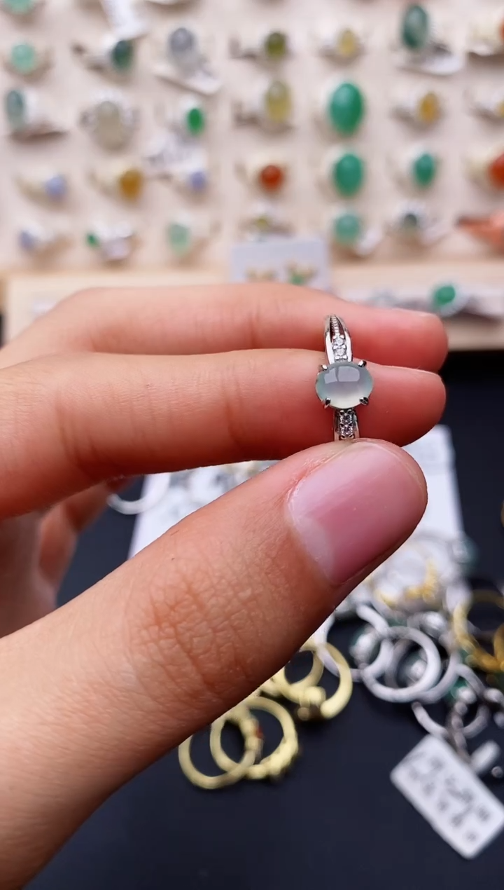 【闪购商品】翡翠戒指银S925镶嵌缅甸翡翠
