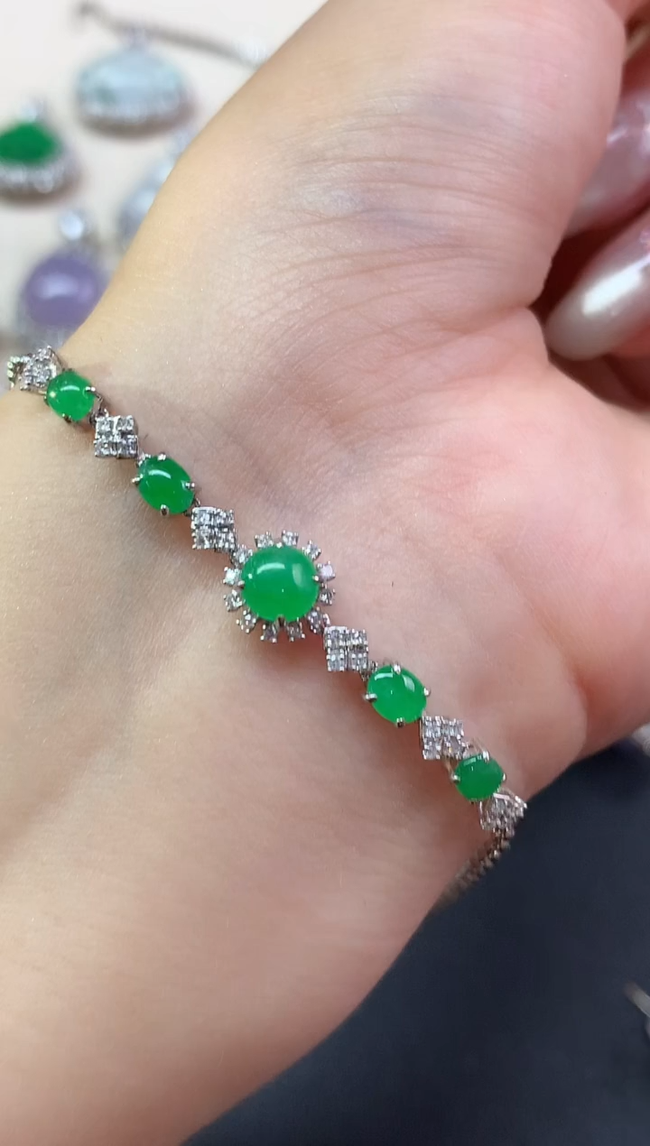 18K金镶嵌手链翡翠手链|5980