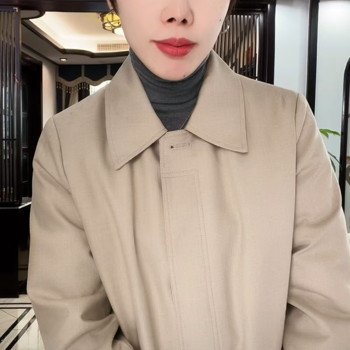 【安姬迩·自制】【羊毛填充内胆】风衣款翻领气质大气简约羊毛外套