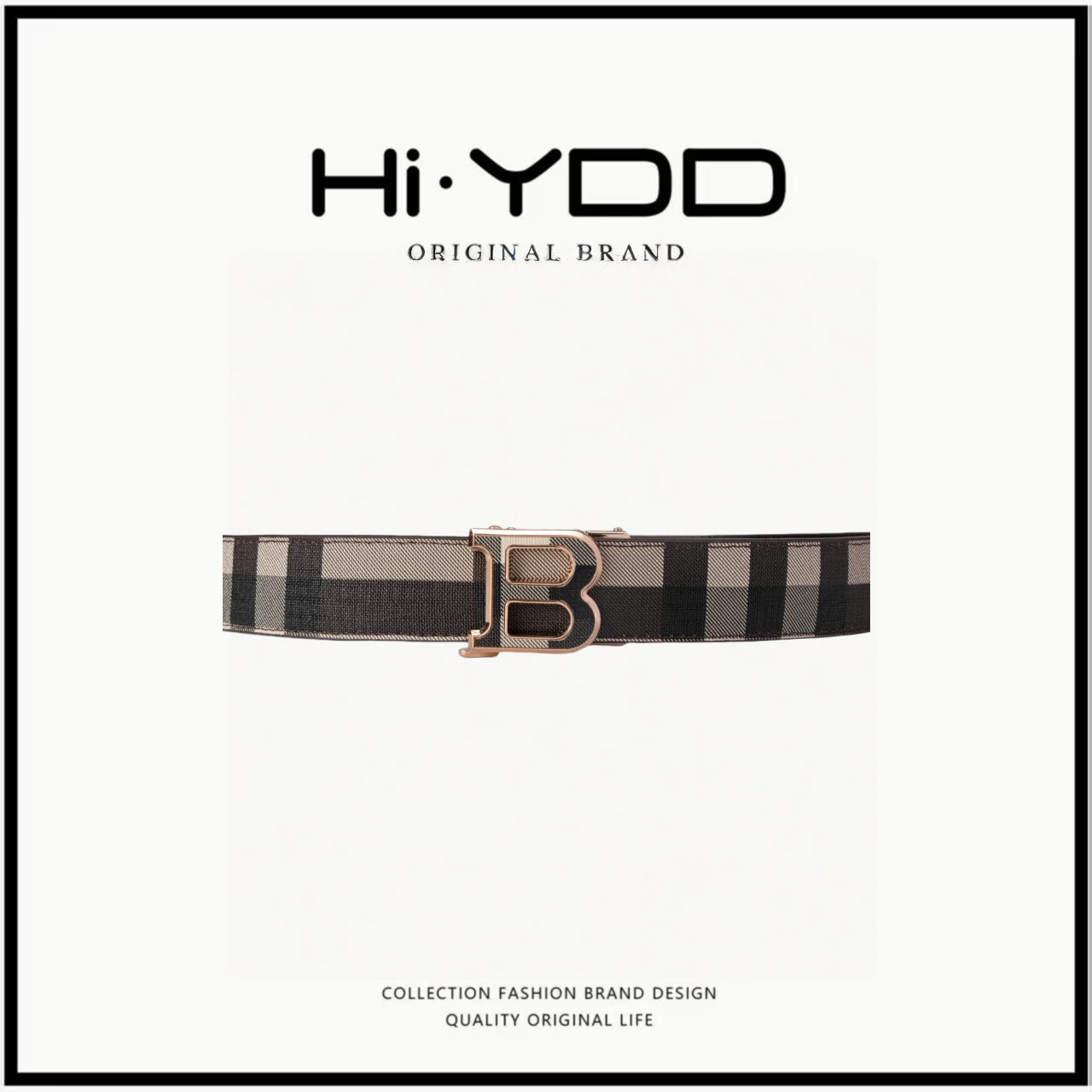 条纹拼接经典千鸟格皮带BBA19-1