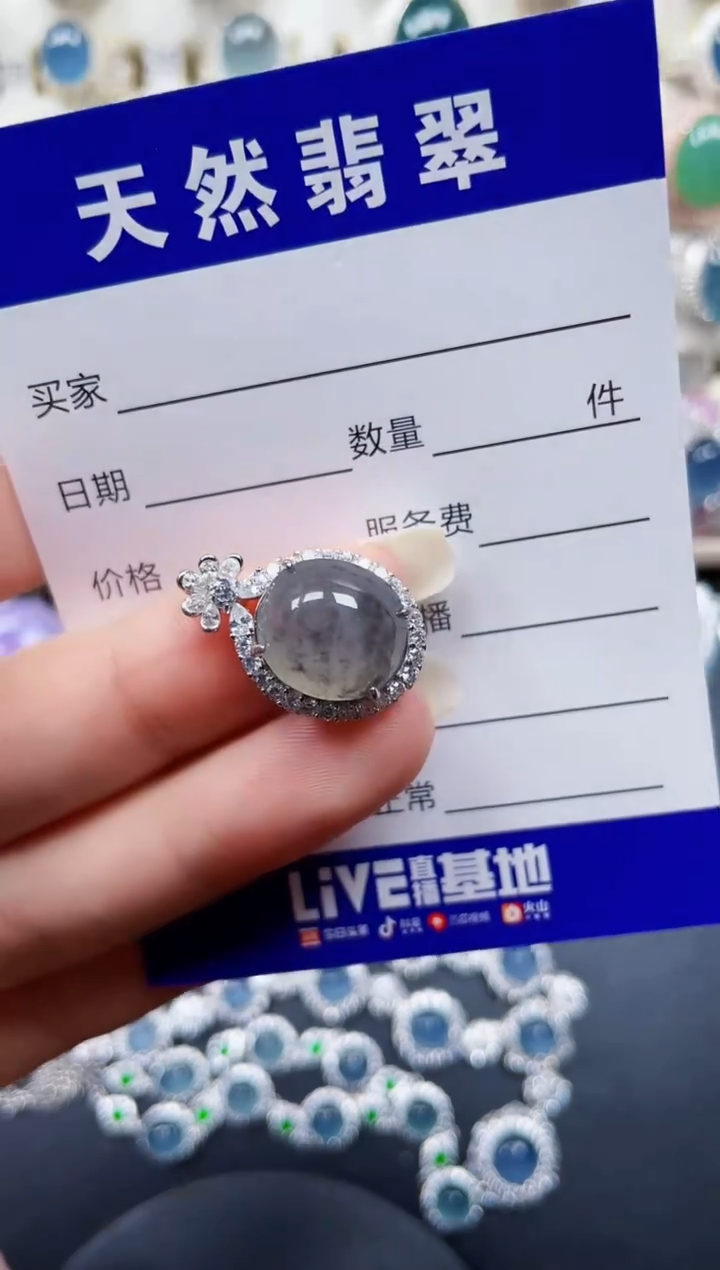 颈饰银S925镶嵌翡翠345