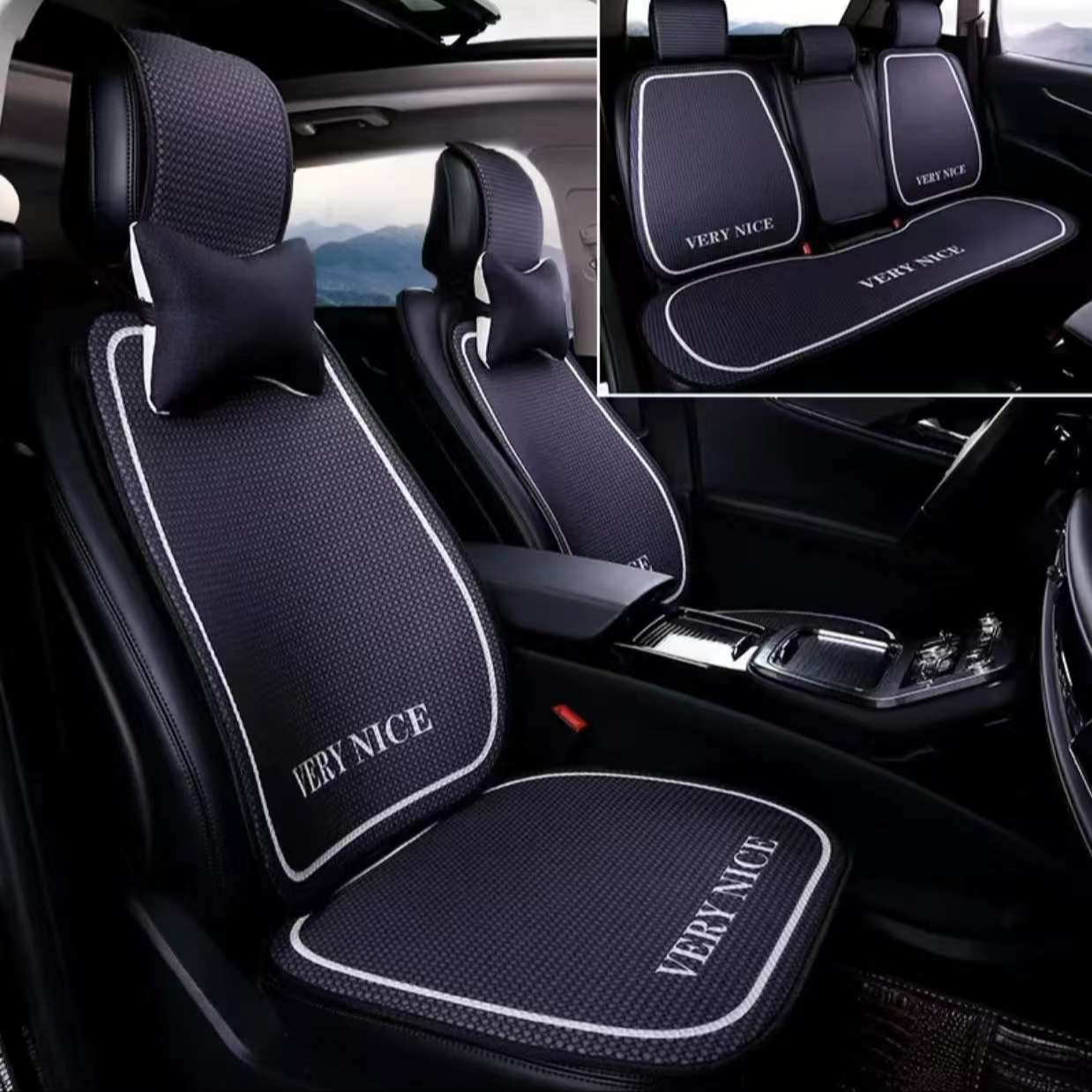 四季通用汽车坐垫车座垫简约卡通可爱小蛮腰透气防滑座椅垫