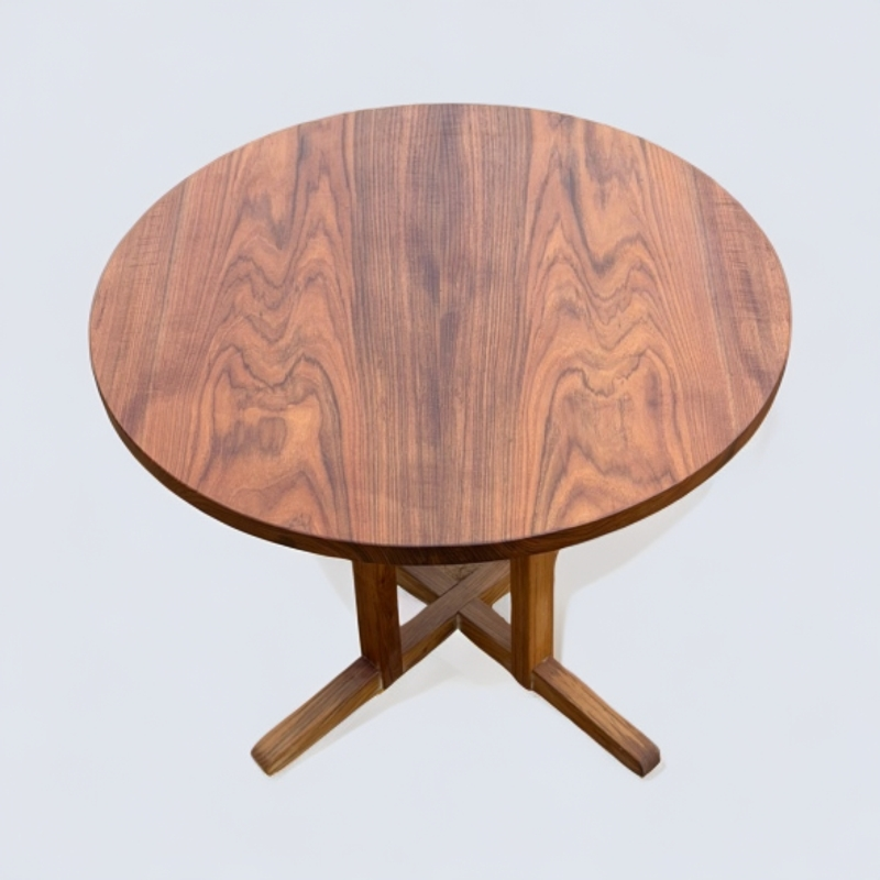 缅甸柚木双拼对纹圆桌80CM