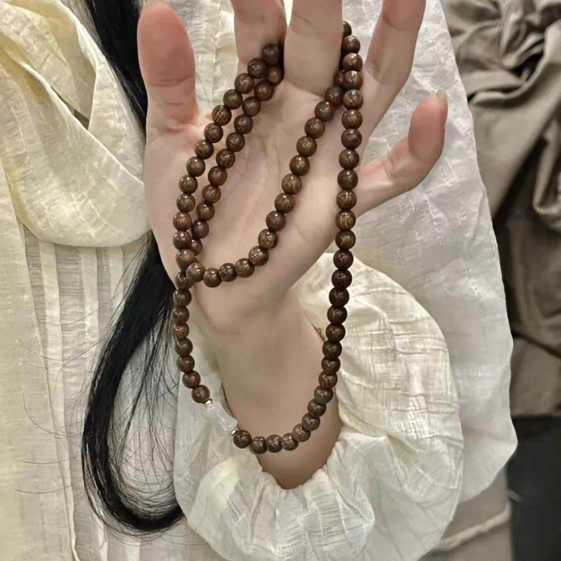 金丝檀双圈手串-无礼盒-32543