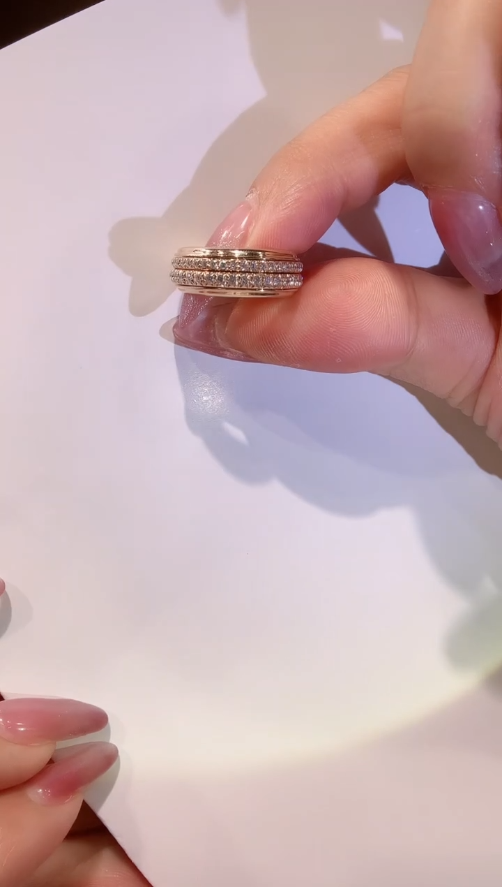 【闪购商品】钻石戒指18K金镶嵌13#K玫双排时来运转