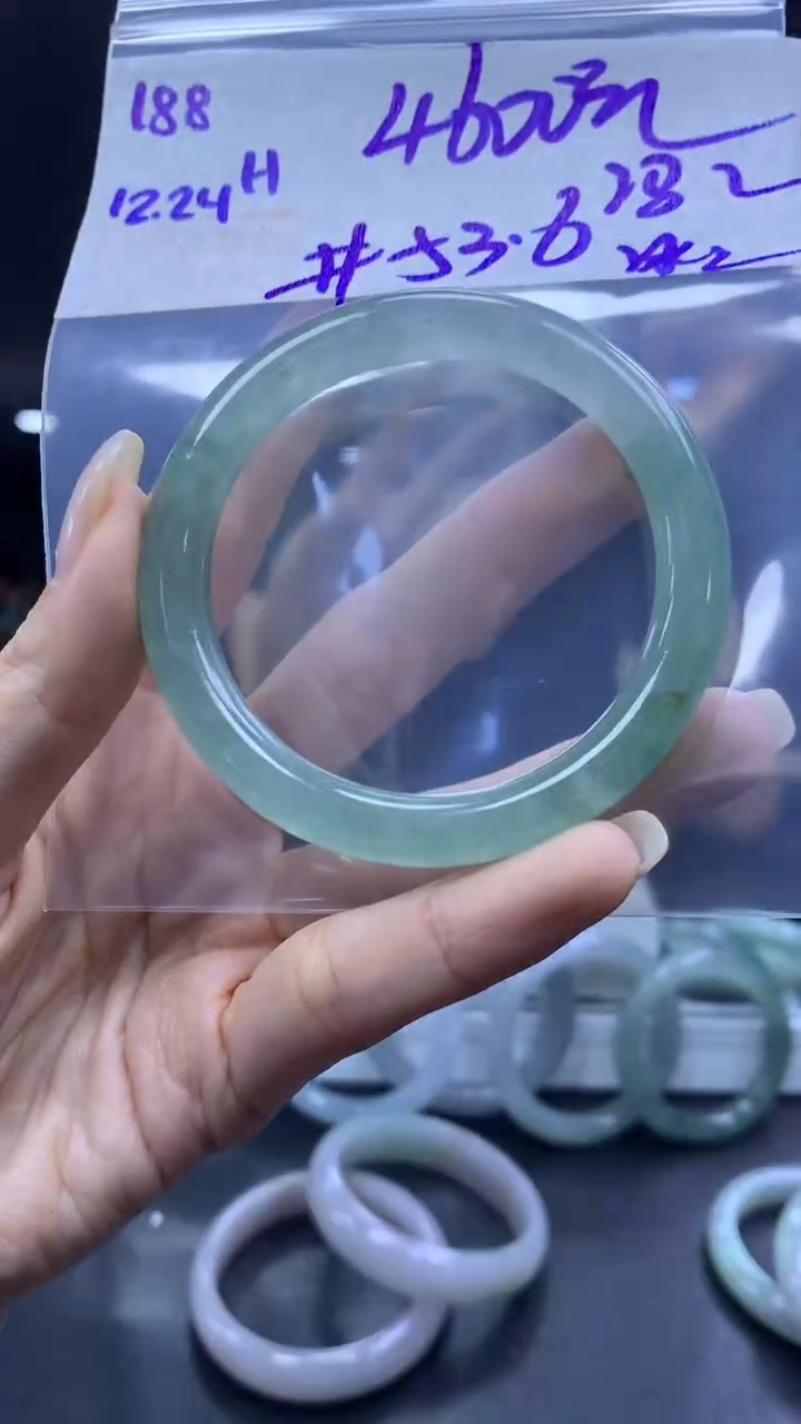 未镶嵌定制翡翠?****?188手镯53.6冰丝+4600元+拍一发一