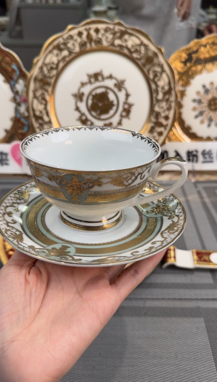 【闪购商品】瓷片220毫升杯碟 高温瓷 微瑕 2个