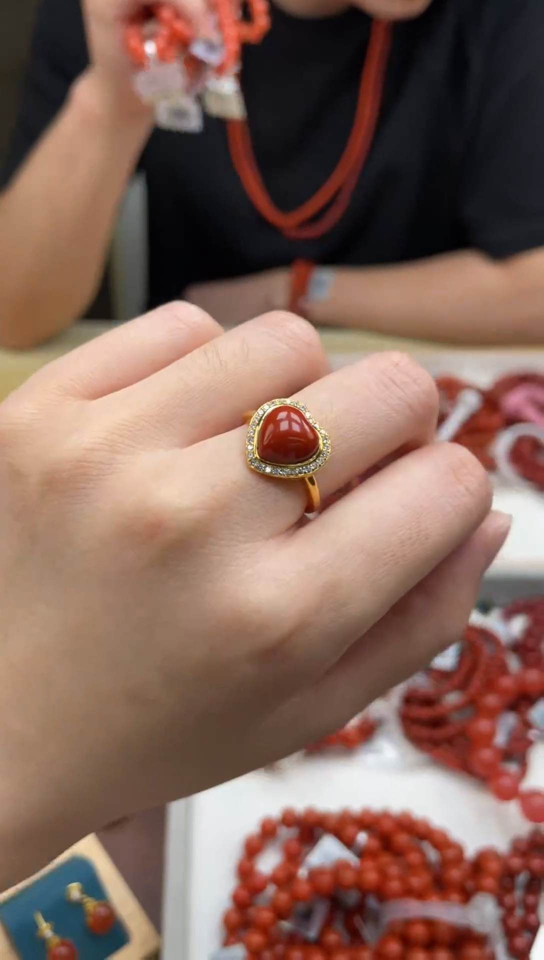 银S925镶嵌南红玛瑙戒指满色满肉锦红原矿戒指多样性发一