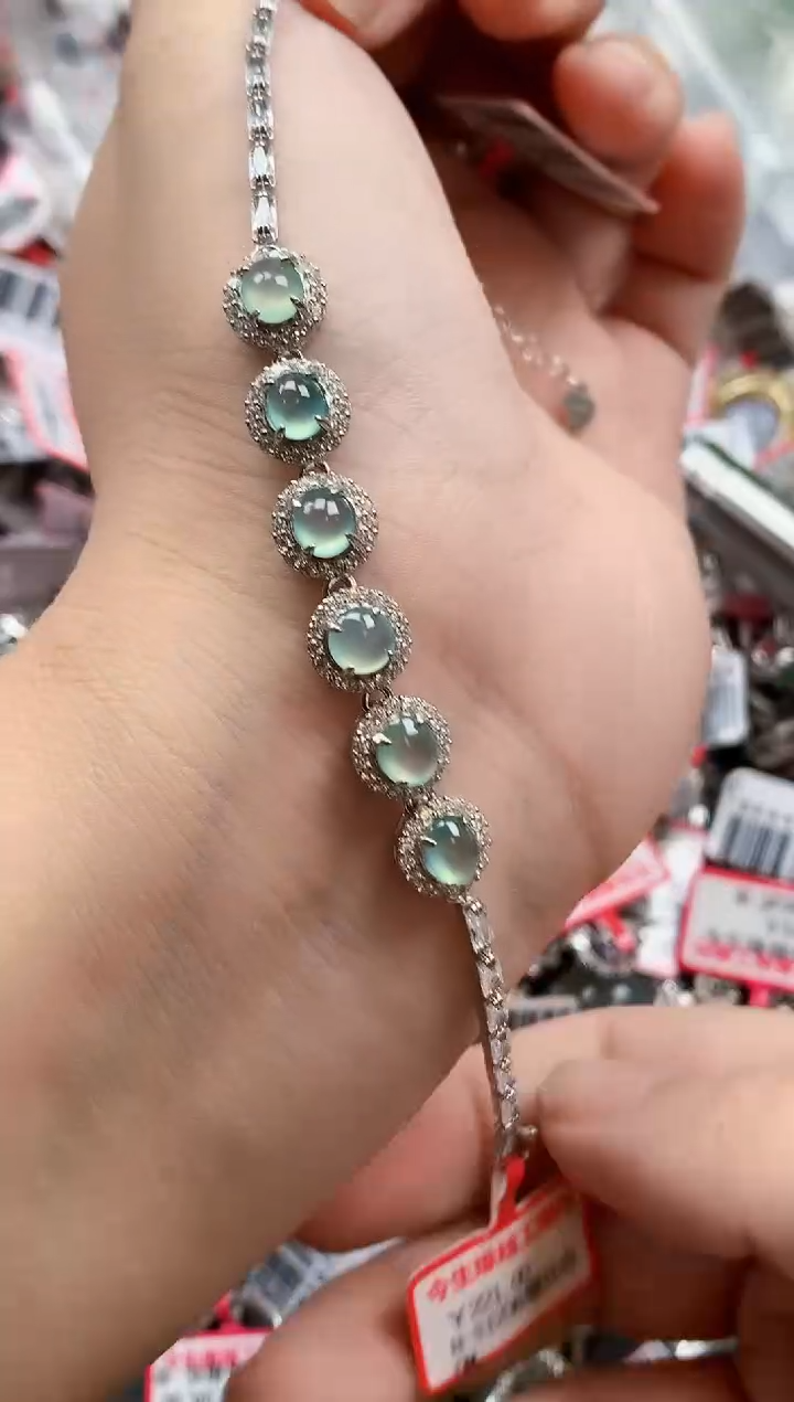 银S925镶嵌戒指翡翠天然A货缅甸翡翠