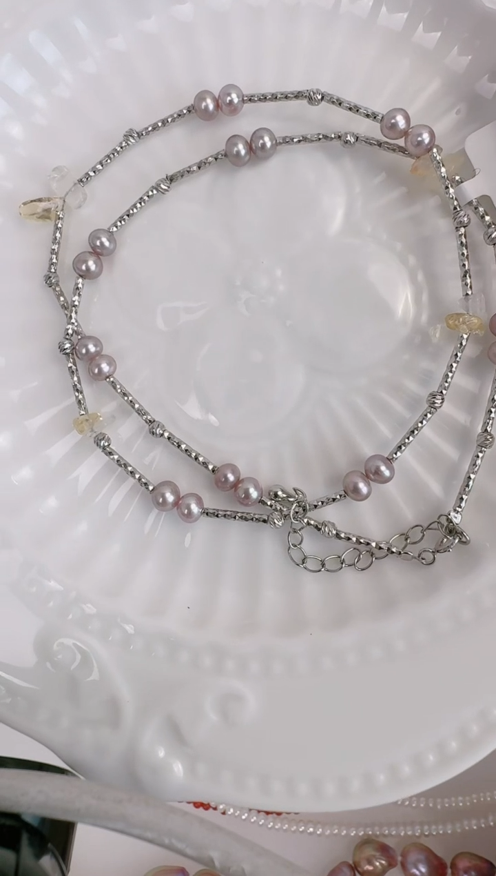 【闪购商品】淡水珍珠项链银S925镶嵌满天星S16 