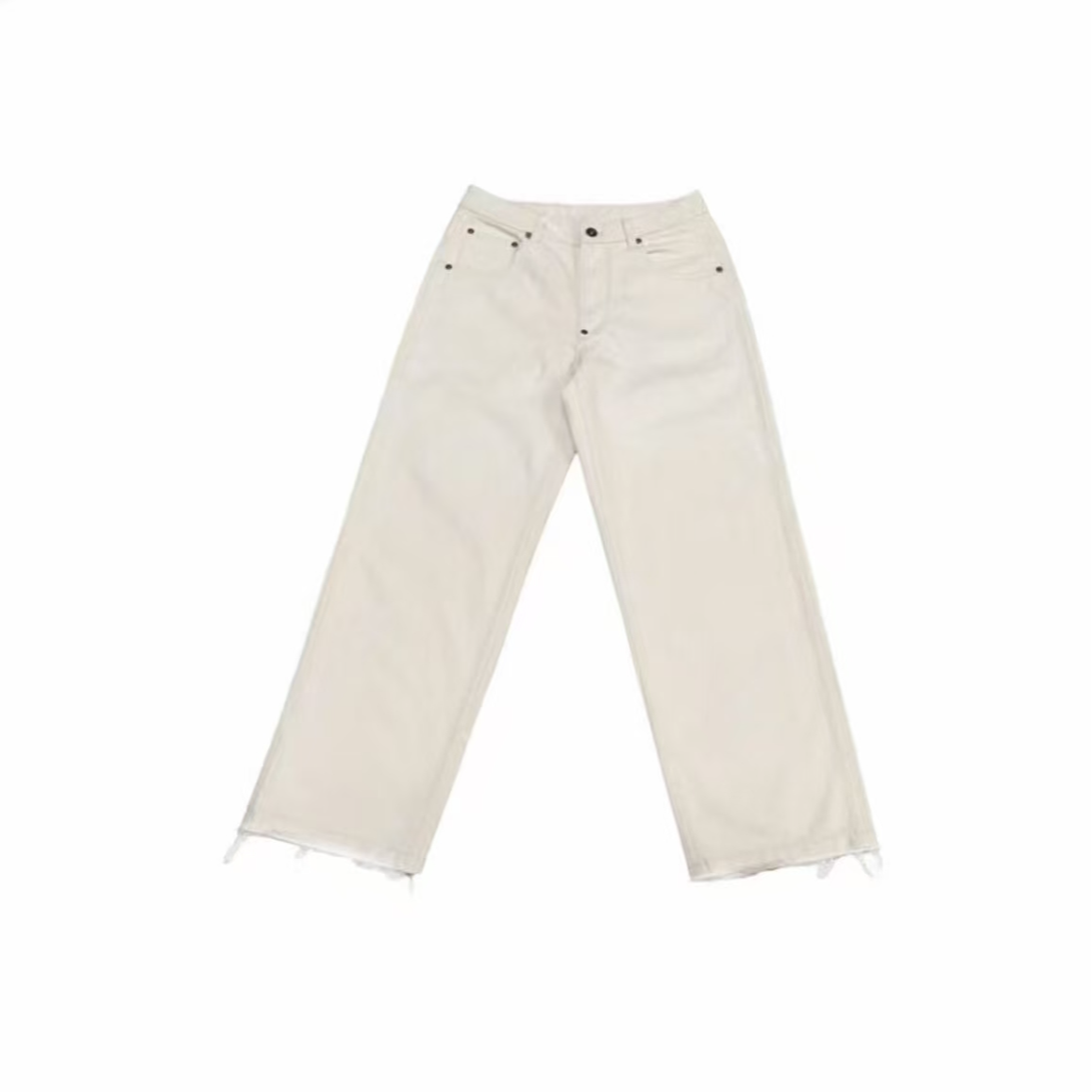 毛边白牛裤经典直筒休闲牛仔裤宽松白色5073裤子阔腿裤---2