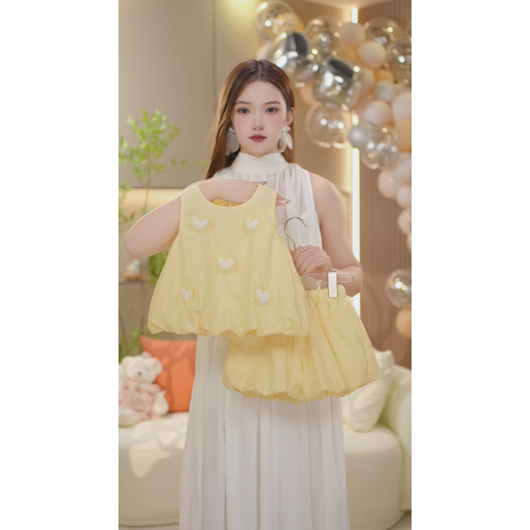 奶糖家夏季女宝甜美欧若风爱心仙女花苞裤套装6537