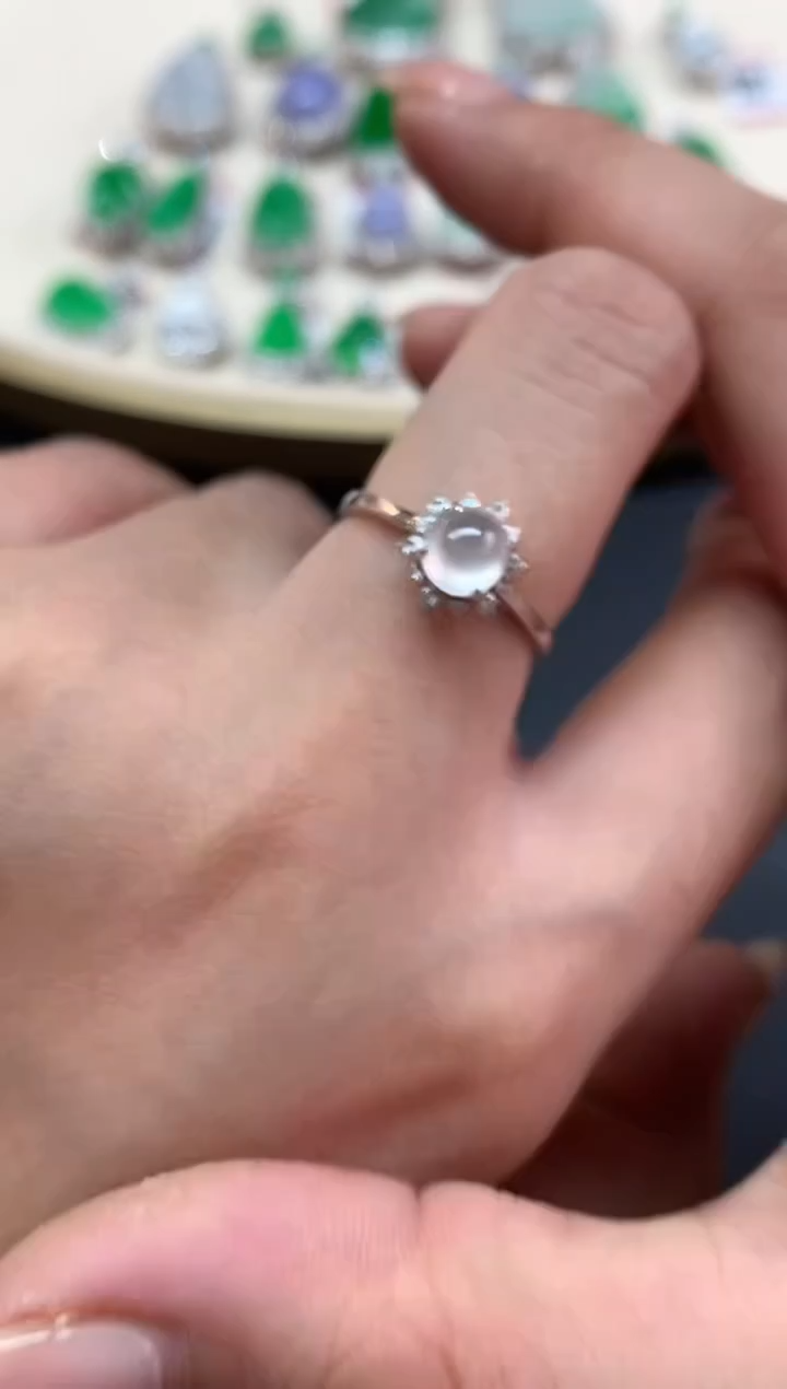 翡翠戒指18K金镶嵌A49|1980