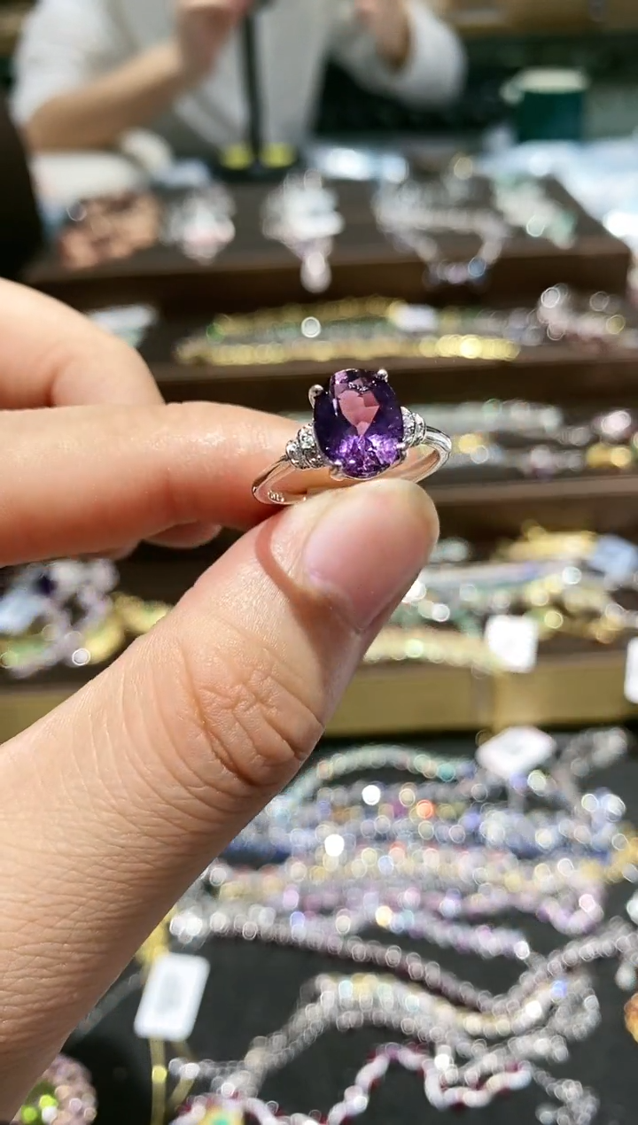 【闪购商品】水晶戒指银S925镶嵌戒指