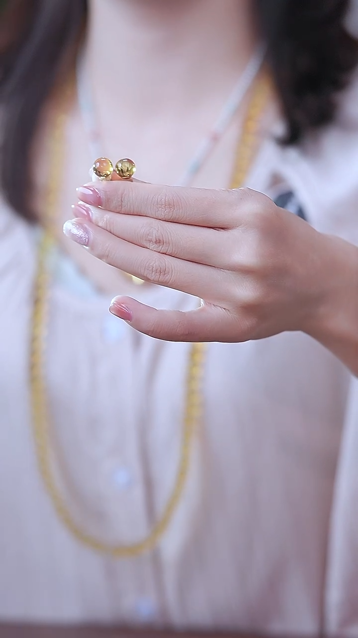 琥珀银S925镀金镶嵌珠宝奇石8mm蓝珀耳钉