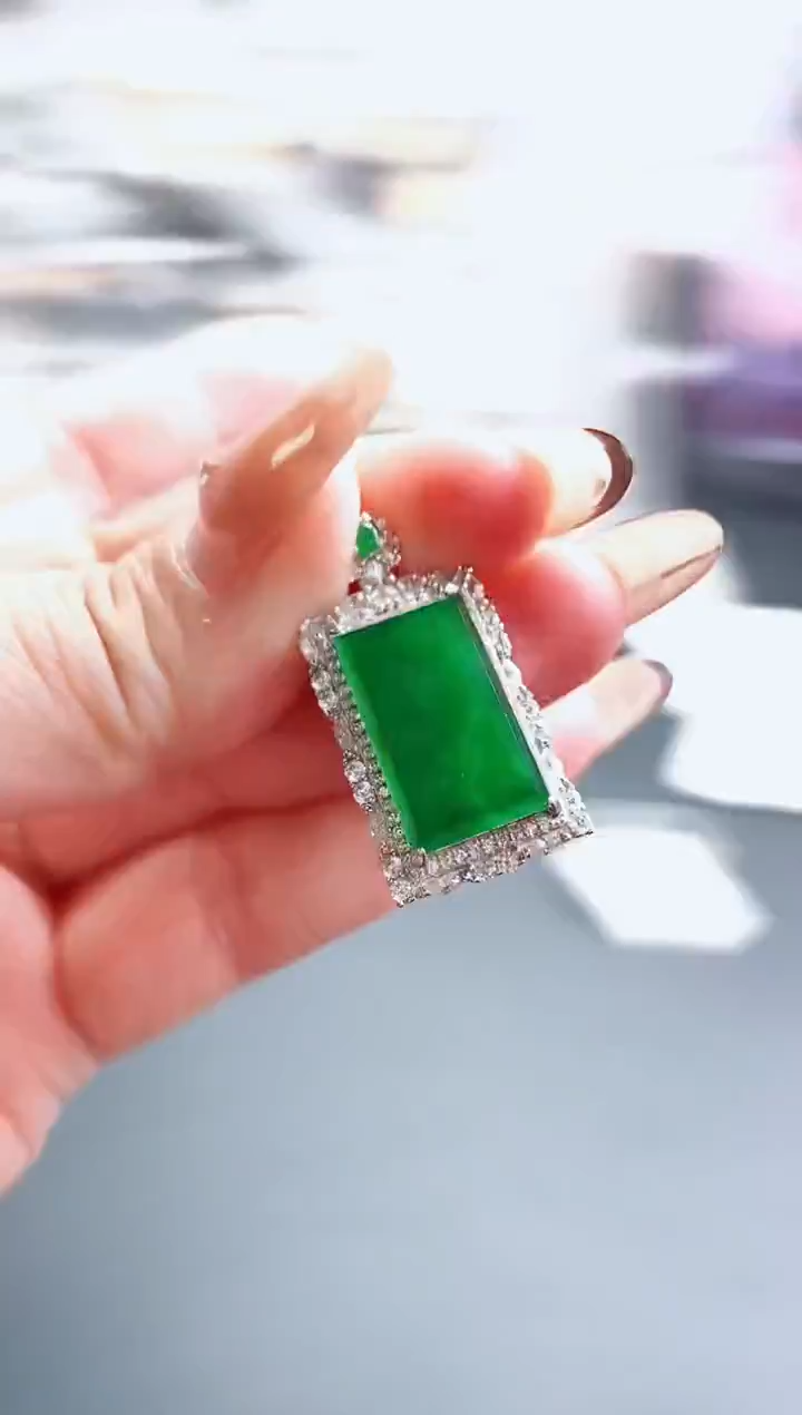 吊坠(不含链)银S925镶嵌翡翠12