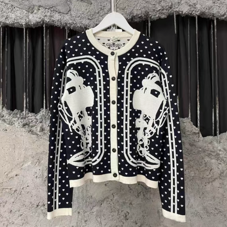 99新 Hermes/爱马仕 爱马仕爱心满印针织开衫 36码 11311