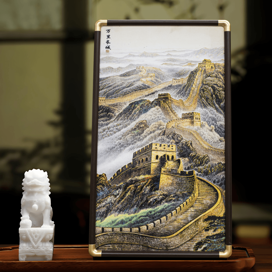 S5295-万里长城肌理餐厅中式风格床头摆台画长城1933