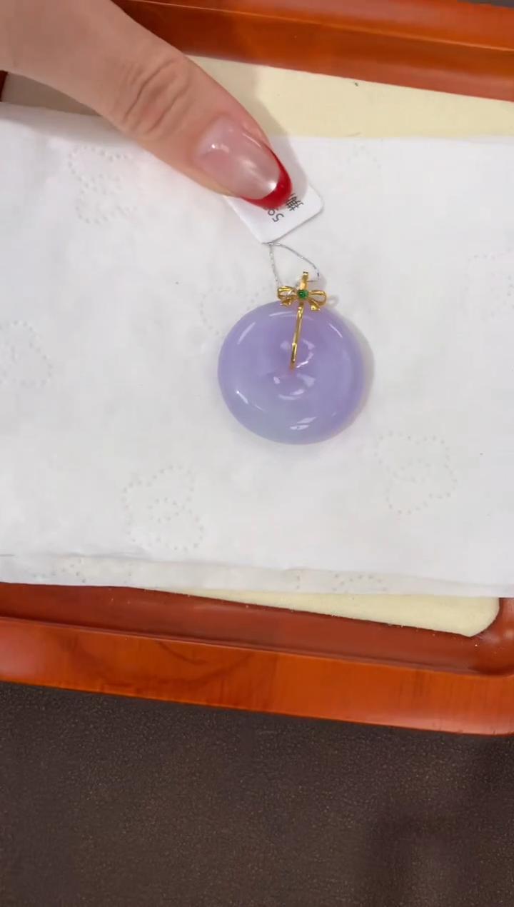 【闪购商品】翡翠颈饰18K金镶嵌天然缅甸a货翡翠