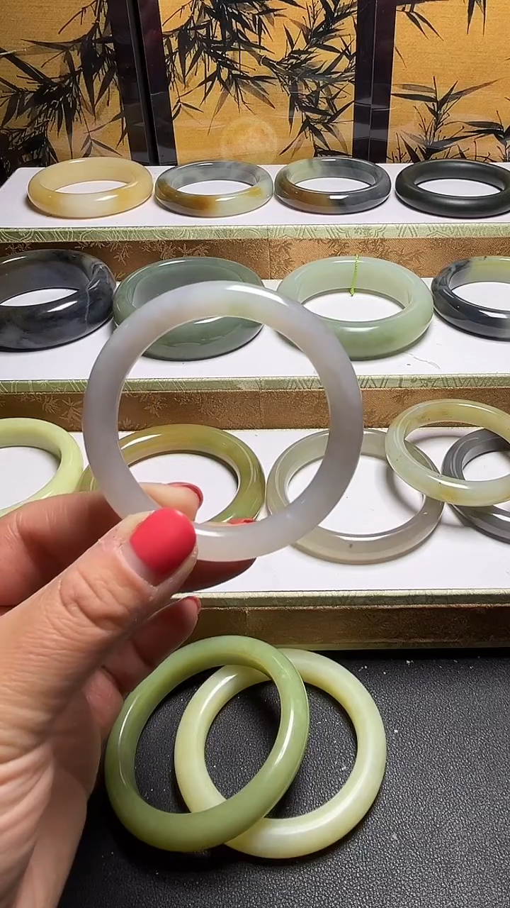 【闪购商品】和田玉手镯未镶嵌青海紫翠美人条51.8