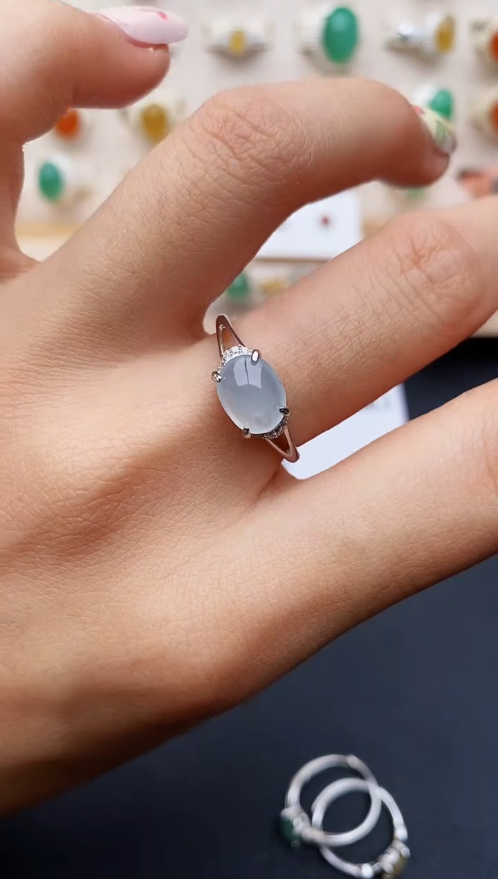 【闪购商品】翡翠戒指银S925镶嵌缅甸翡翠