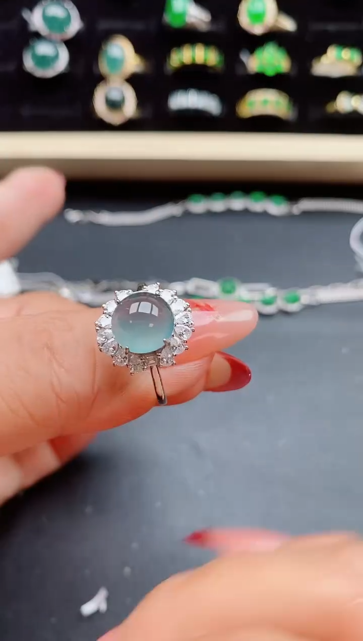 【闪购商品】翡翠戒指银S925镶嵌8505050