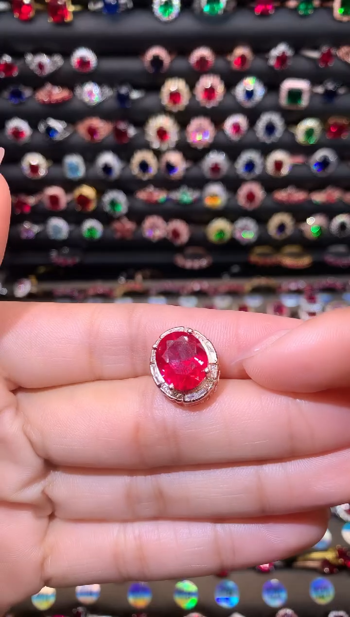 【闪购商品】红宝石耳饰银S925镶嵌1012