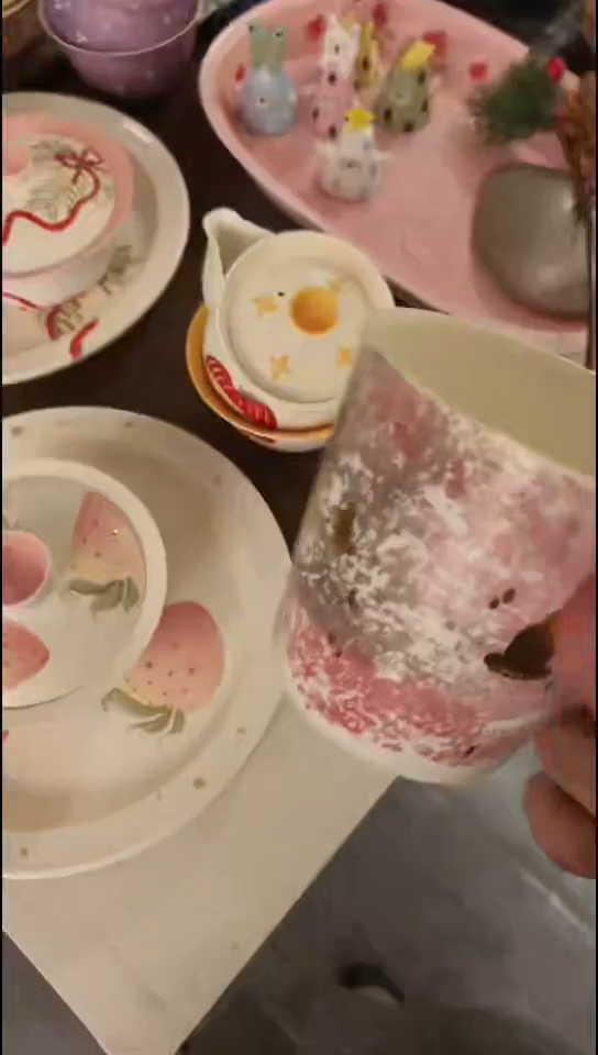 牧渔千佛粉色手握杯